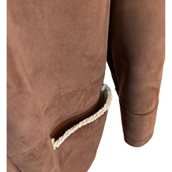 Lauren Ralph Lauren Womens Brown Hooded Toggle Coat With Faux Sherpa Lining - M - Picture 7 of 7